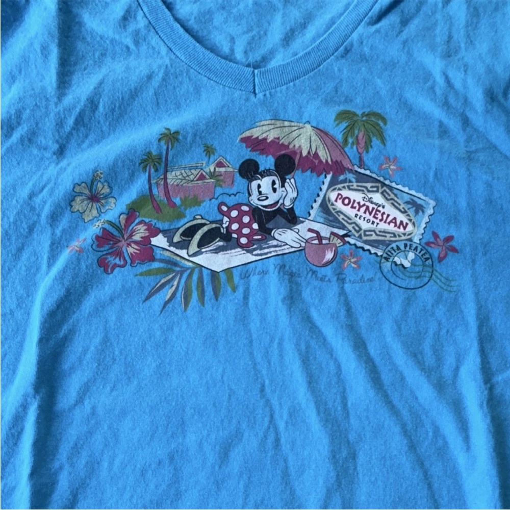 Disney Blue Mickey Mouse Tropical Tee